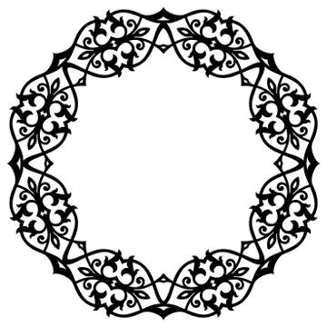 Floral Modern Vector Round Frame Stock Illustration