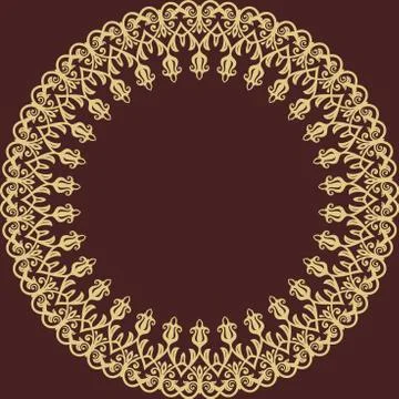 Floral Modern Vector Round Frame Stock Illustration