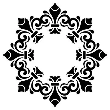 Floral Modern Vector Round Frame Stock Illustration