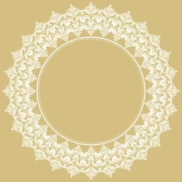 Floral Modern Vector Round Frame Stock Illustration