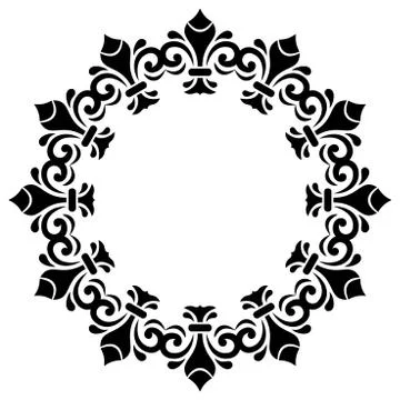 Floral Modern Vector Round Frame Stock Illustration