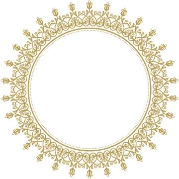 Floral Modern Vector Round Frame Stock Illustration