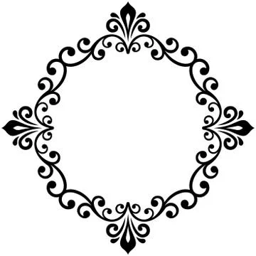 Floral Modern Vector Round Frame Stock Illustration