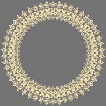 Floral Modern Vector Round Frame Stock Illustration