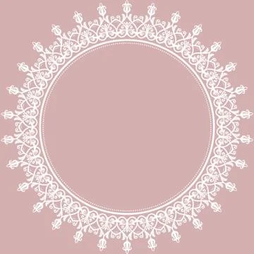 Floral Modern Vector Round Frame Stock Illustration