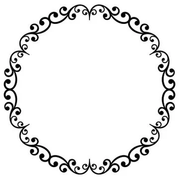 Floral Modern Vector Round Frame Stock Illustration