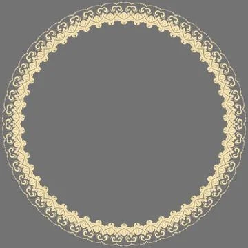 Floral Modern Vector Round Frame Stock Illustration