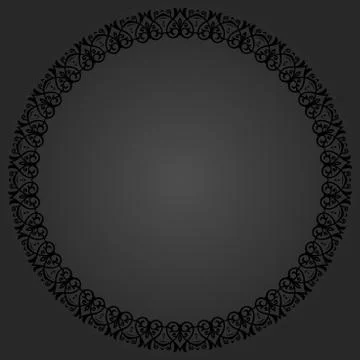 Floral Modern Vector Round Frame Stock Illustration