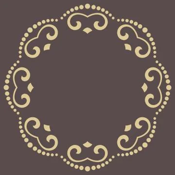 Floral Modern Vector Round Frame Stock Illustration