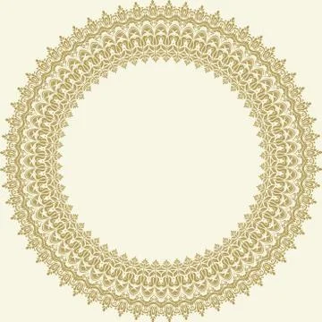 Floral Modern Vector Round Frame Stock Illustration