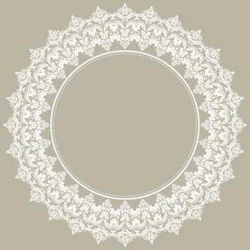 Floral Modern Vector Round Frame 스톡 일러스트