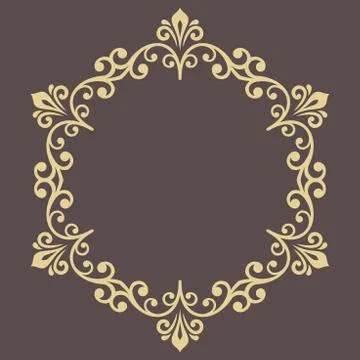 Floral Modern Vector Round Frame 스톡 일러스트