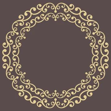 Floral Modern Vector Round Frame Illustrazione stock