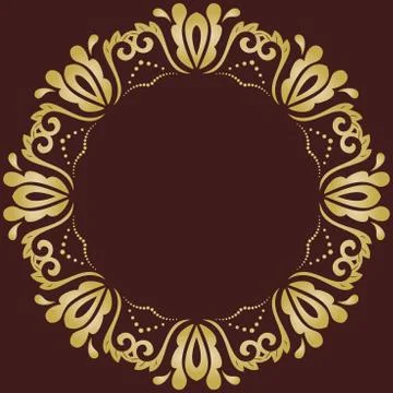 Floral Modern Vector Round Frame 스톡 일러스트