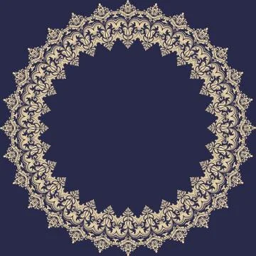 Floral Modern Vector Round Frame Stock Illustration