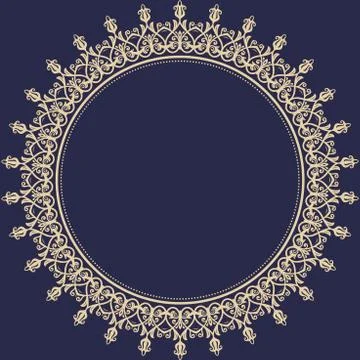 Floral Modern Vector Round Frame Stock Illustration