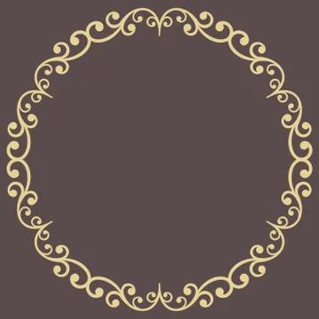 Floral Modern Vector Round Frame Stock Illustration