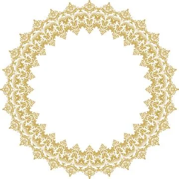 Floral Modern Vector Round Frame Stock Illustration