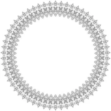 Floral Modern Vector Round Frame Stock Illustration
