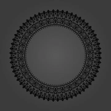 Floral Modern Vector Round Frame 스톡 일러스트
