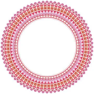 Floral Modern Vector Round Frame Stock Illustration