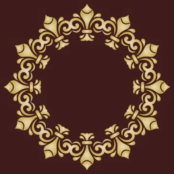 Floral Modern Vector Round Frame Stock Illustration