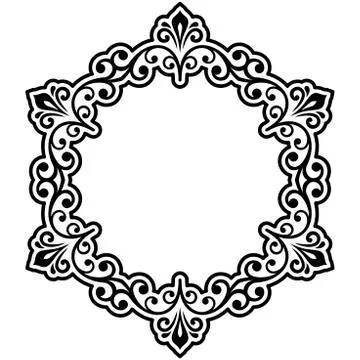 Floral Modern Vector Round Frame Stock Illustration