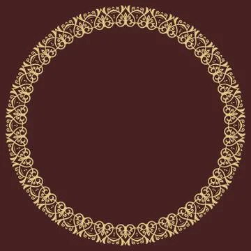 Floral Modern Vector Round Frame Stock Illustration