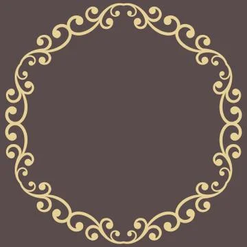 Floral Modern Vector Round Frame Stock Illustration