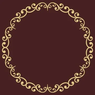 Floral Modern Vector Round Frame 스톡 일러스트