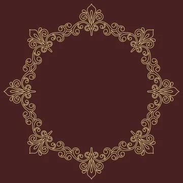 Floral Modern Vector Round Frame Stock Illustration