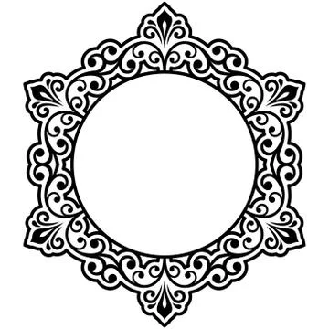 Floral Modern Vector Round Frame Stock Illustration