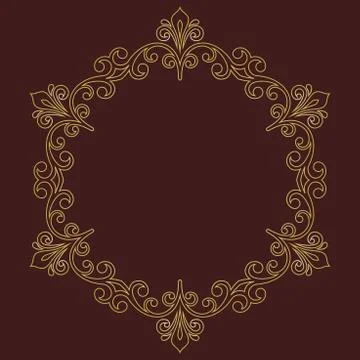 Floral Modern Vector Round Frame Stock Illustration