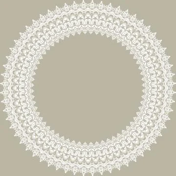 Floral Modern Vector Round White Frame Stock Illustration