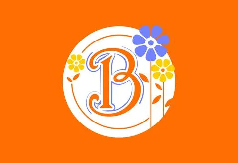 Floral monogram letter B. Initial alphabet with botanical elements. Floral .. Illustrazione stock
