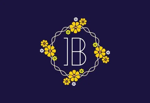 Floral monogram letter B. Initial alphabet with botanical elements. Floral .. Stock Illustration