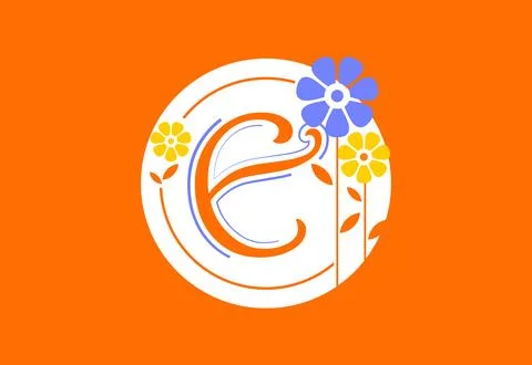 Floral monogram letter E. Initial alphabet with botanical elements. Floral .. Stock-Illustration