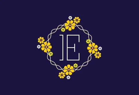 Floral monogram letter E. Initial alphabet with botanical elements. Floral .. Stockillustratie