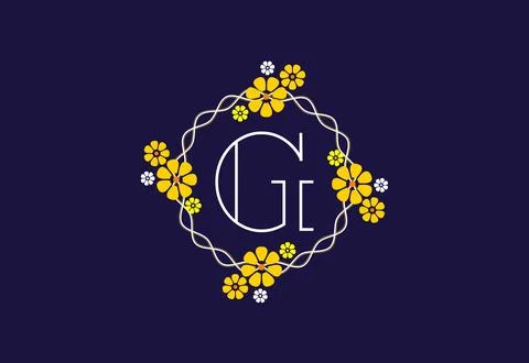 Floral monogram letter G. Initial alphabet with botanical elements. Floral .. Illustrazione stock
