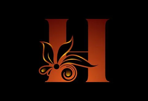 Floral monogram letter H. Initial alphabet with botanical elements. Vector .. Illustrazione stock