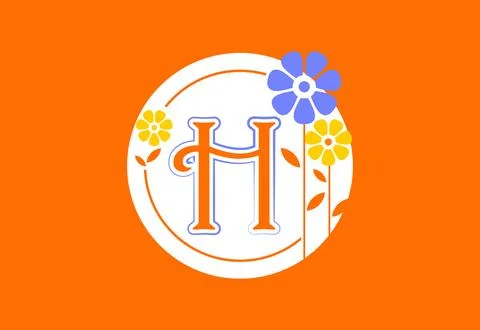Floral monogram letter H. Initial alphabet with botanical elements. Floral .. Illustrazione stock
