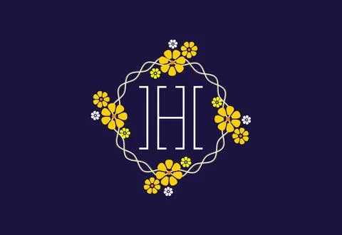 Floral monogram letter H. Initial alphabet with botanical elements. Floral .. 스톡 일러스트
