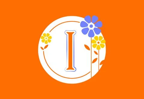 Floral monogram letter I. Initial alphabet with botanical elements. Floral .. Illustrazione stock