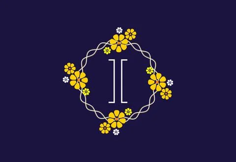 Floral monogram letter I. Initial alphabet with botanical elements. Floral .. Stock Illustration