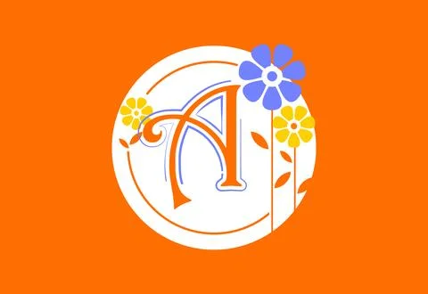 Floral monogram letter A. Initial alphabet with botanical elements. Floral .. Stock Illustration