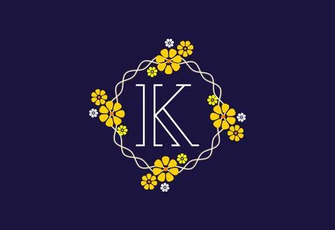 Floral monogram letter K. Initial alphabet with botanical elements. Floral .. Stock-Illustration