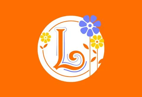 Floral monogram letter L. Initial alphabet with botanical elements. Floral .. Illustrazione stock