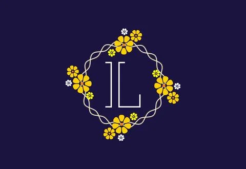 Floral monogram letter L. Initial alphabet with botanical elements. Floral .. Stock Illustration