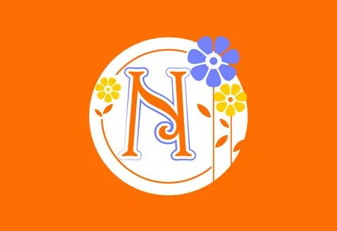 Floral monogram letter N. Initial alphabet with botanical elements. Floral .. Stock-Illustration