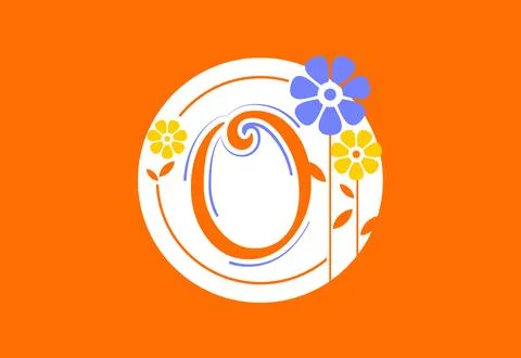 Floral monogram letter O. Initial alphabet with botanical elements. Floral .. Illustrazione stock